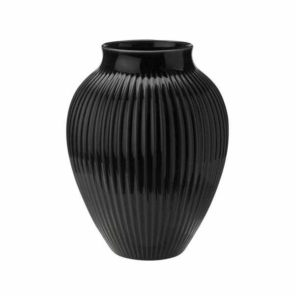 Knabstrup Vase - Ripple Black - 20 cm